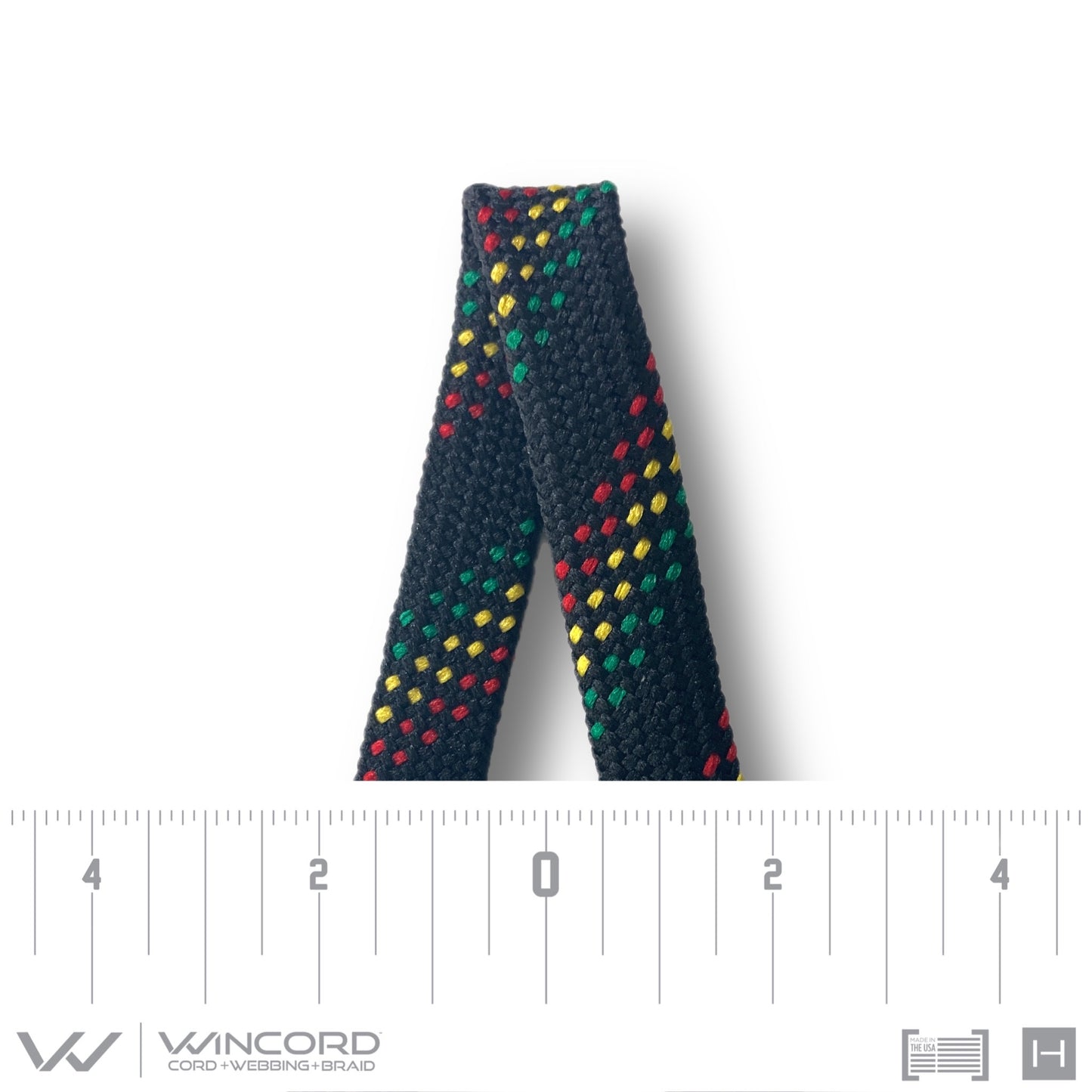 FLAT TUBULAR BRAID | #1077 | BLACK/2 RED/2 YELLOW/2 GREEN