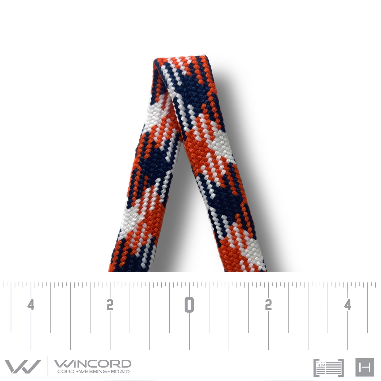 FLAT TUBULAR BRAID | #1077 | NAVY/BURNT ORANGE/WHITE
