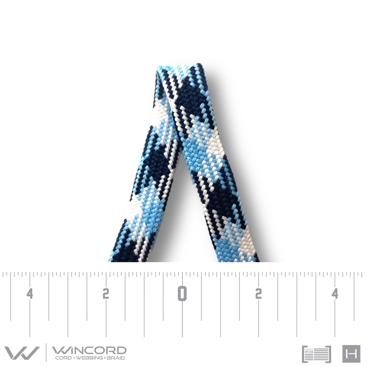 FLAT TUBULAR BRAID | #1077 | NAVY/CAROLINA BLUE/WHITE