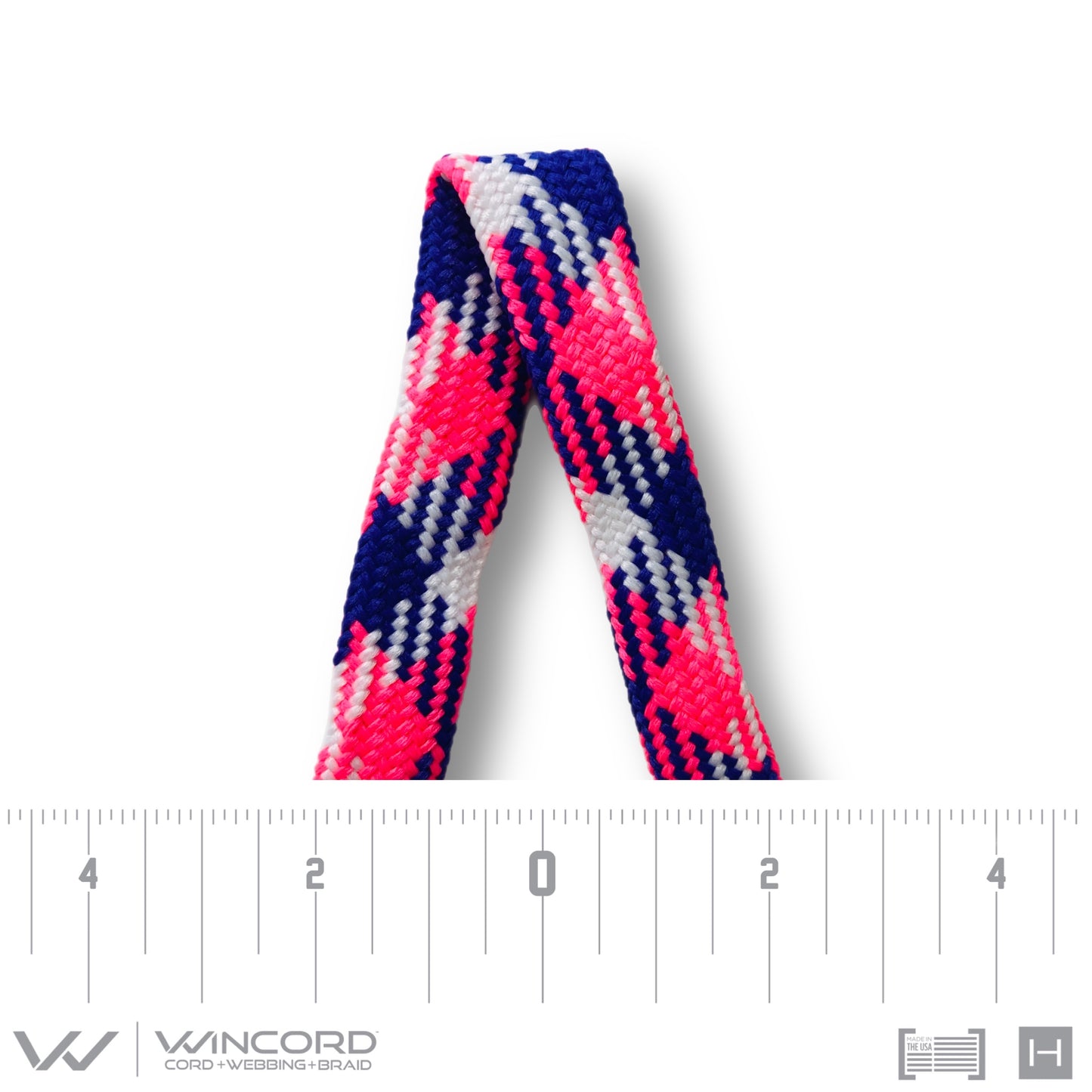 FLAT TUBULAR BRAID | #1077 | NAVY/NEON PINK/WHITE