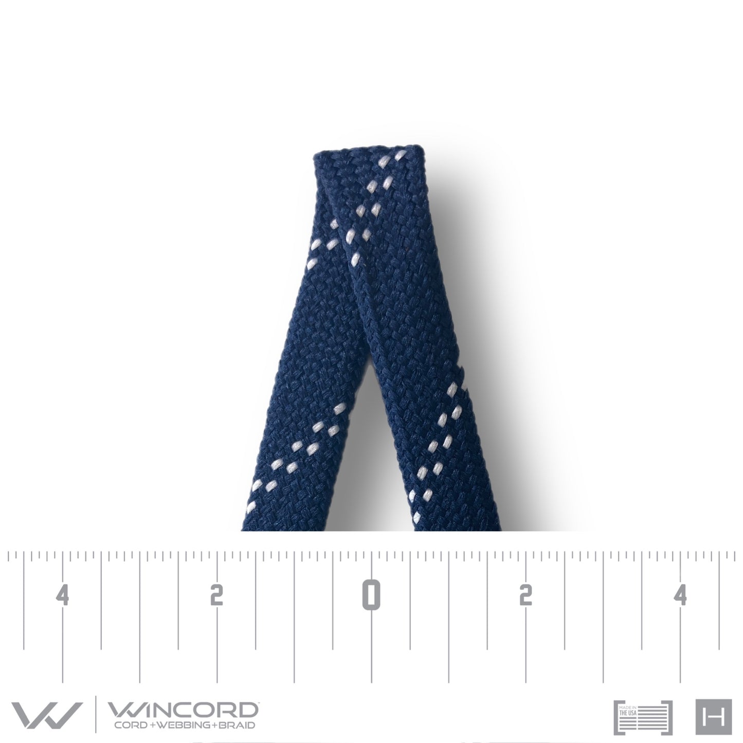 FLAT TUBULAR BRAID | #1077 | NAVY/2 WHITE
