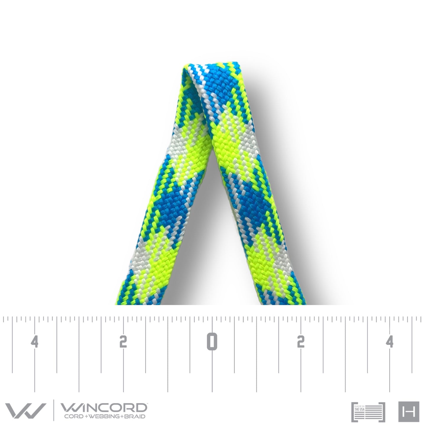 FLAT TUBULAR BRAID | #1077 | NEON BLUE/NEON YELLOW/WHITE