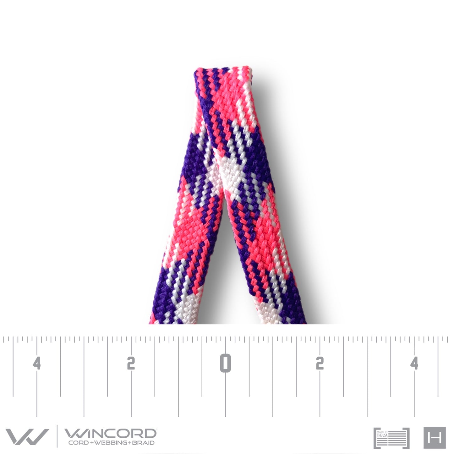 FLAT TUBULAR BRAID | #1077 | PURPLE/NEON PINK/WHITE