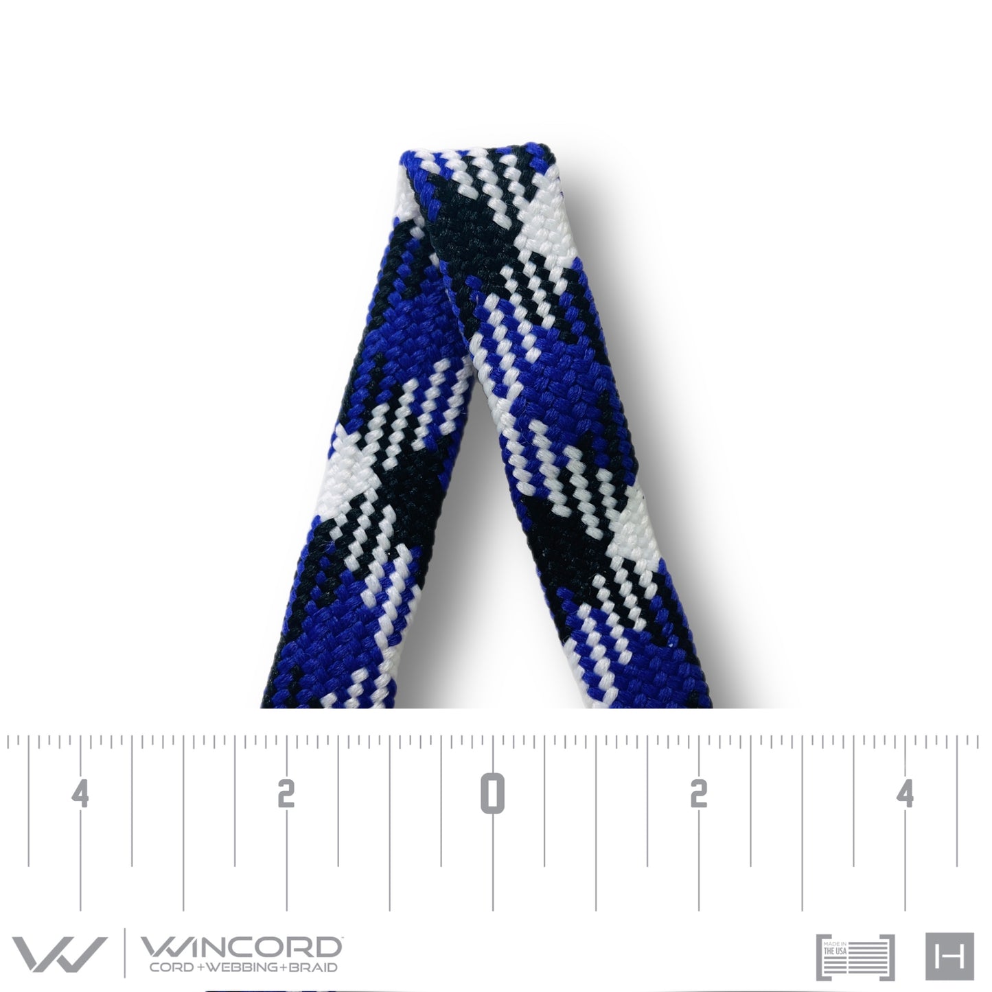 FLAT TUBULAR BRAID | #1077 | ROYAL/BLACK/WHITE