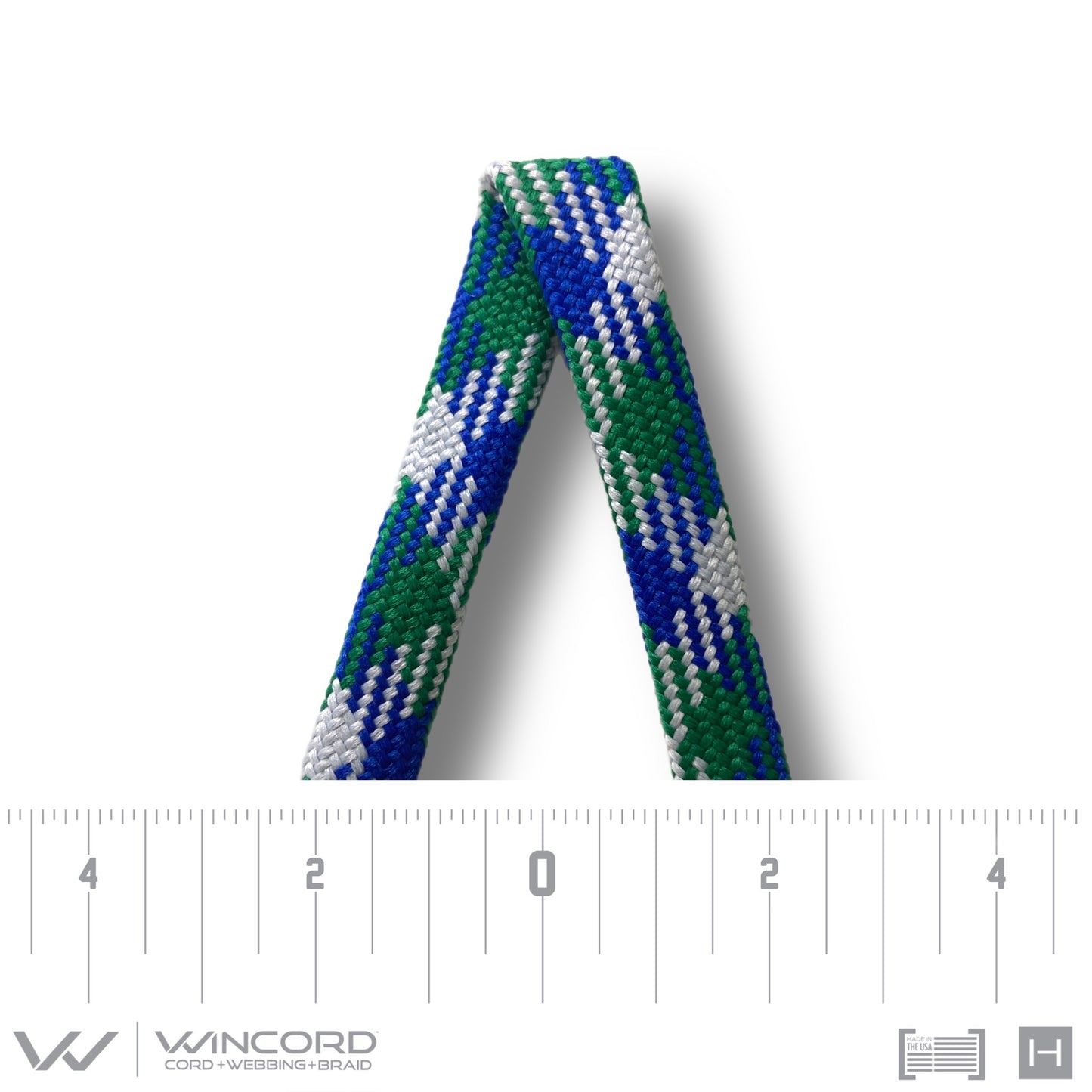 FLAT TUBULAR BRAID | #1077 | ROYAL/KELLY GREEN/SILVER