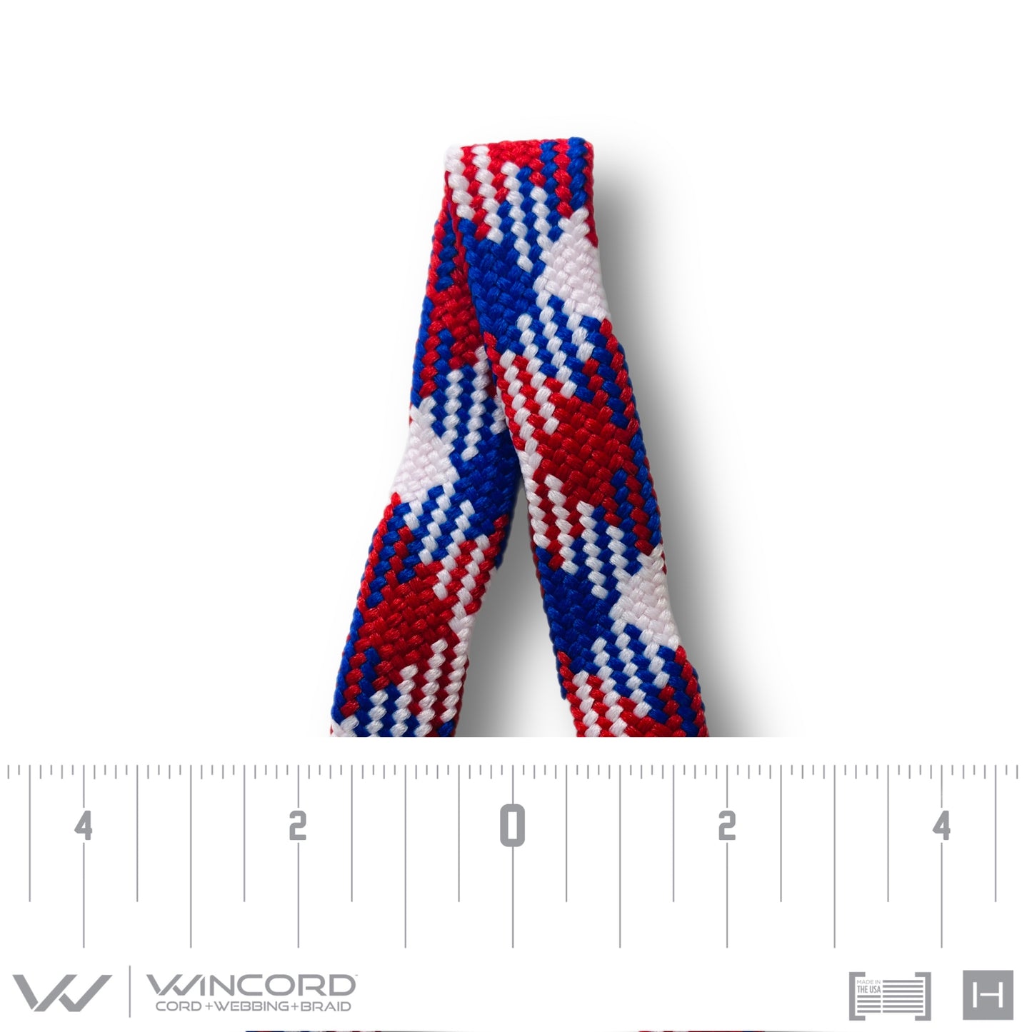 FLAT TUBULAR BRAID | #1077 | ROYAL/RED/WHITE