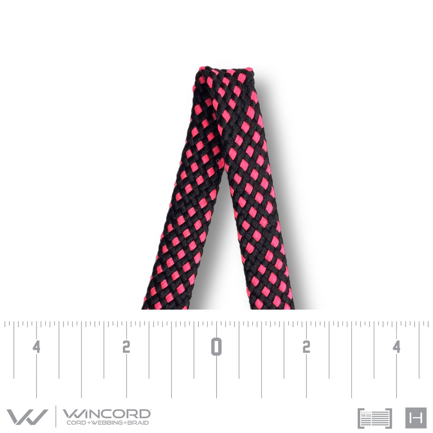 FLAT TUBULAR ROLLER BRAID | #992 | BLACK/NEON PINK