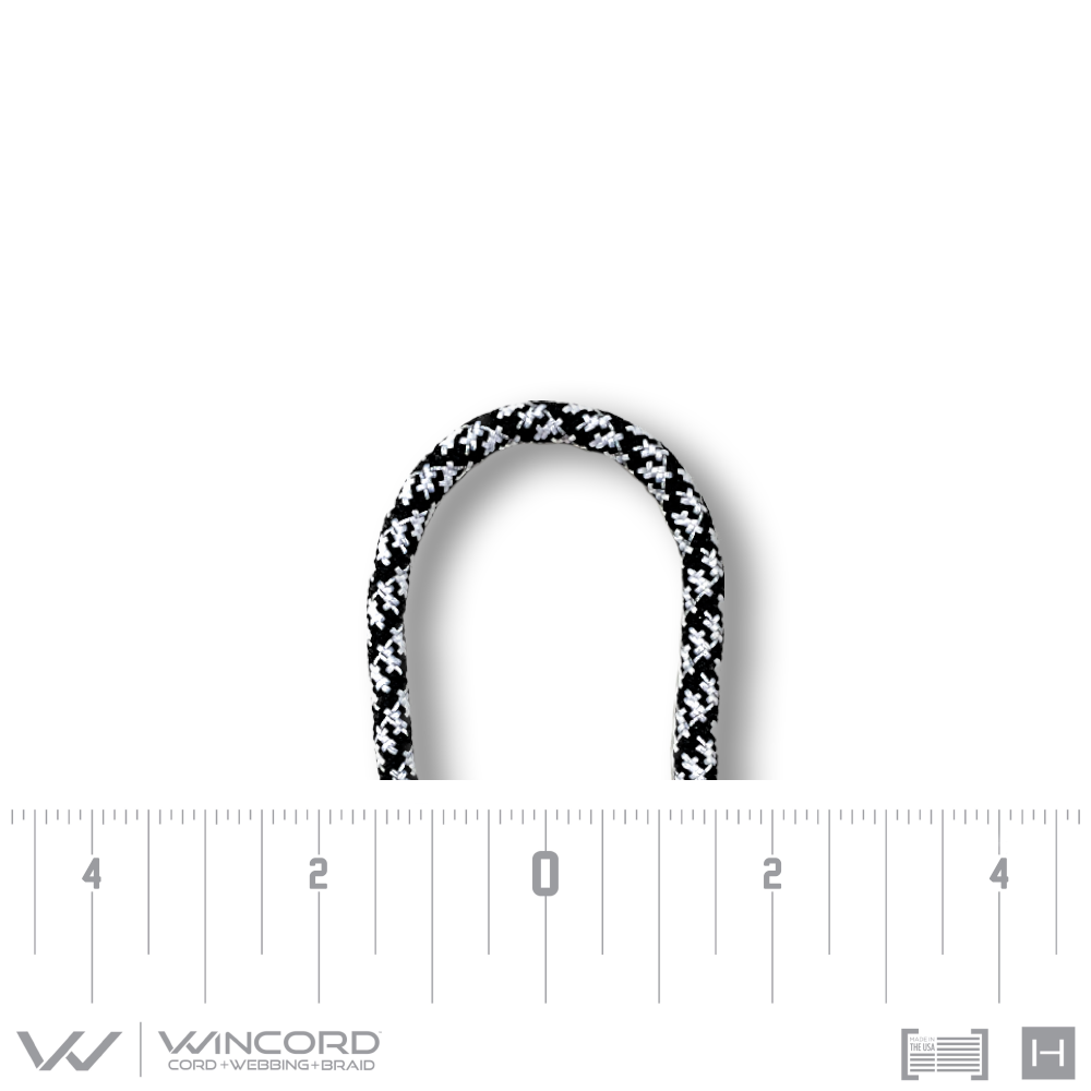 ROUND HOUNDSTOOTH BRAID | #248R | BLACK/WHITE REFLECTIVE