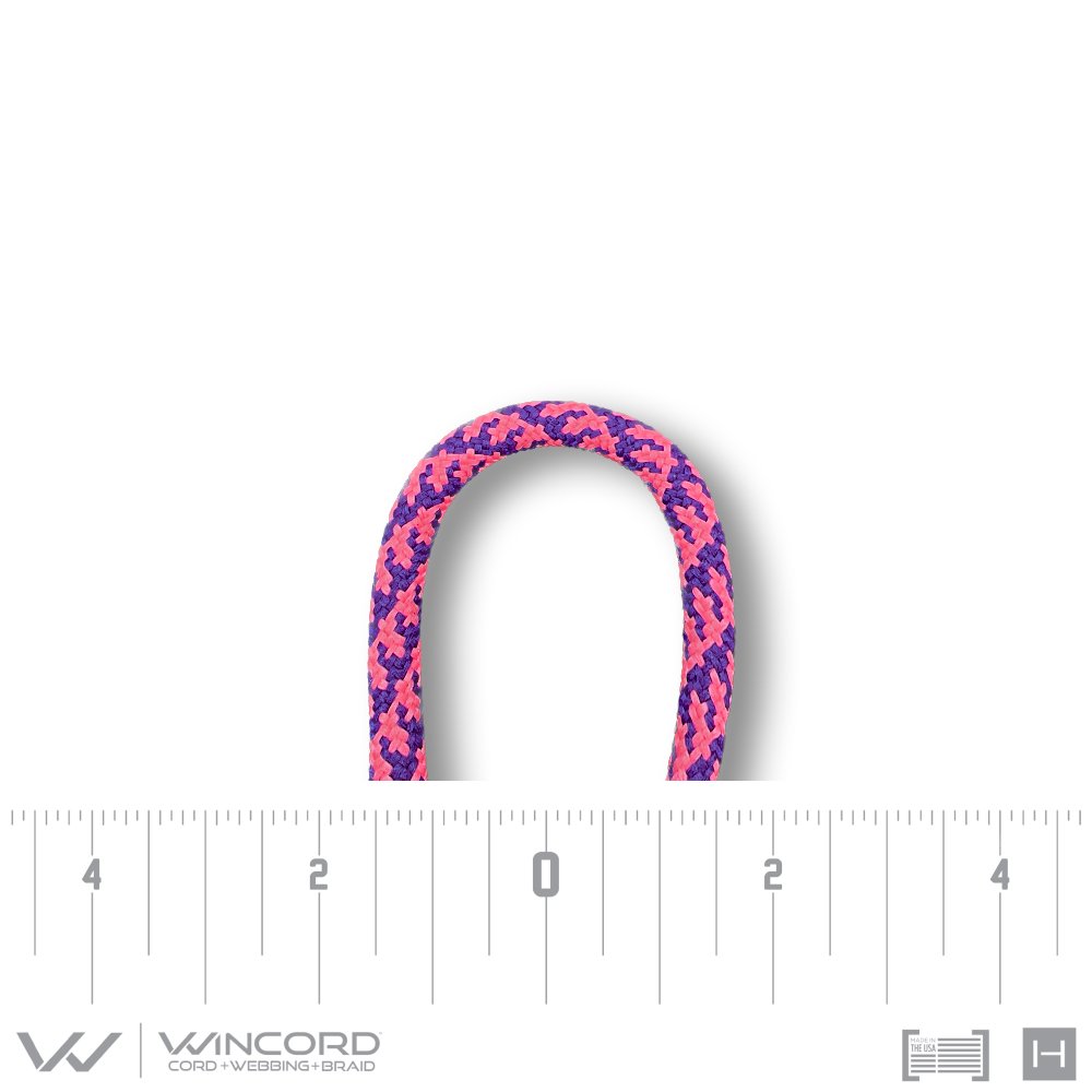 ROUND HOUNDSTOOTH BRAID | #248 | PURPLE/NEON PINK