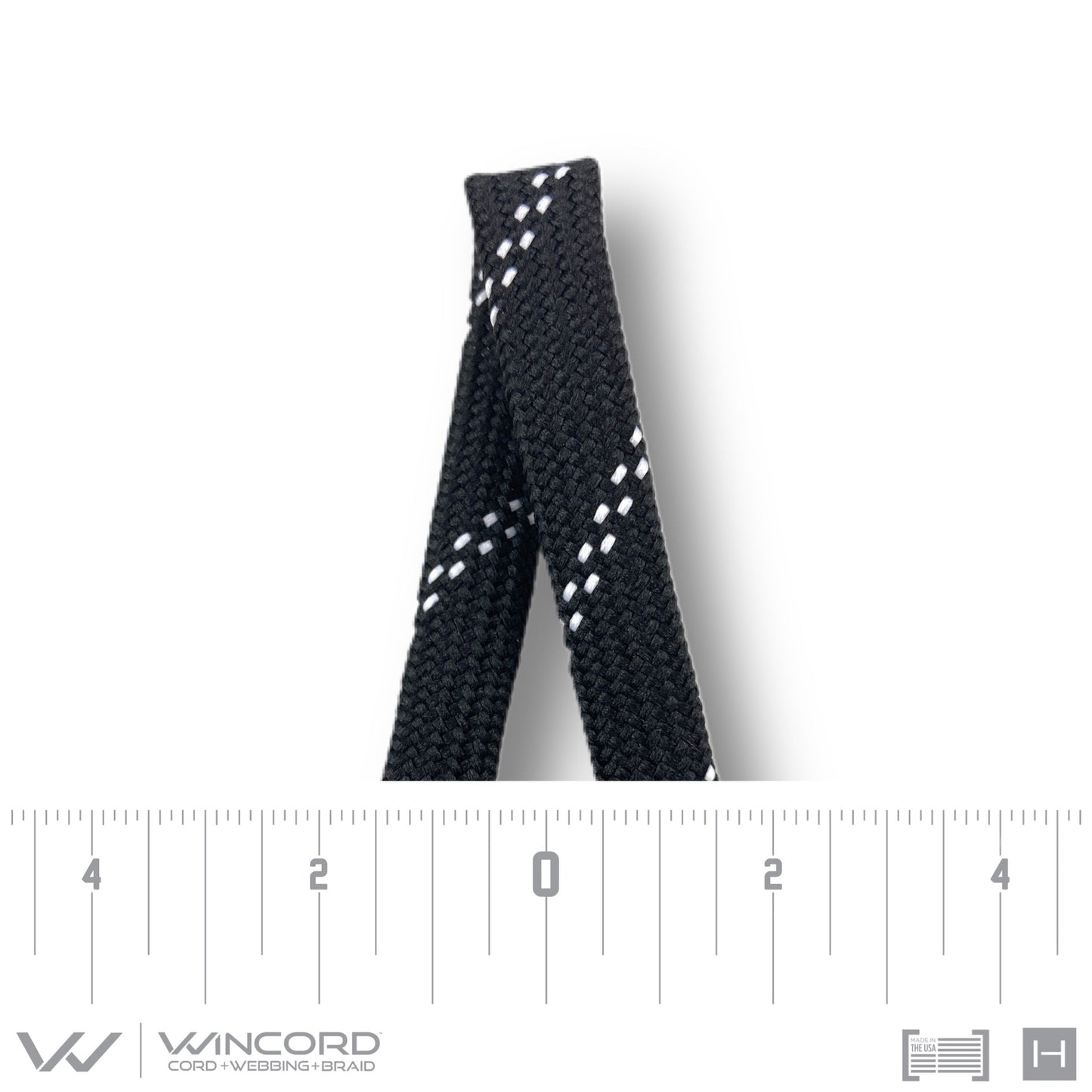 FLAT TUBULAR BRAID | #1077 | BLACK/2 WHITE