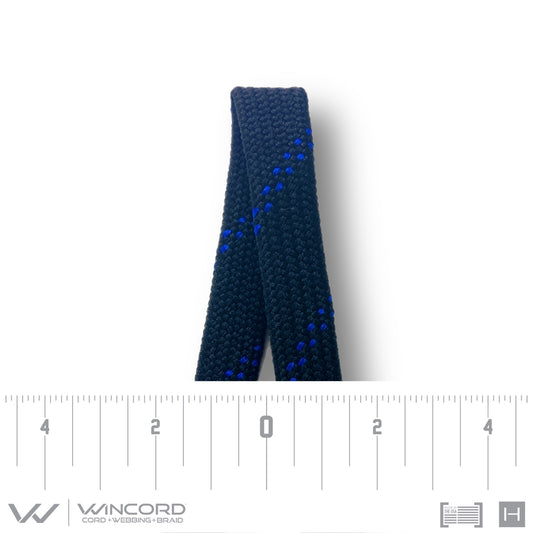 FLAT TUBULAR BRAID | #1077 | BLACK/2 ROYAL BLUE