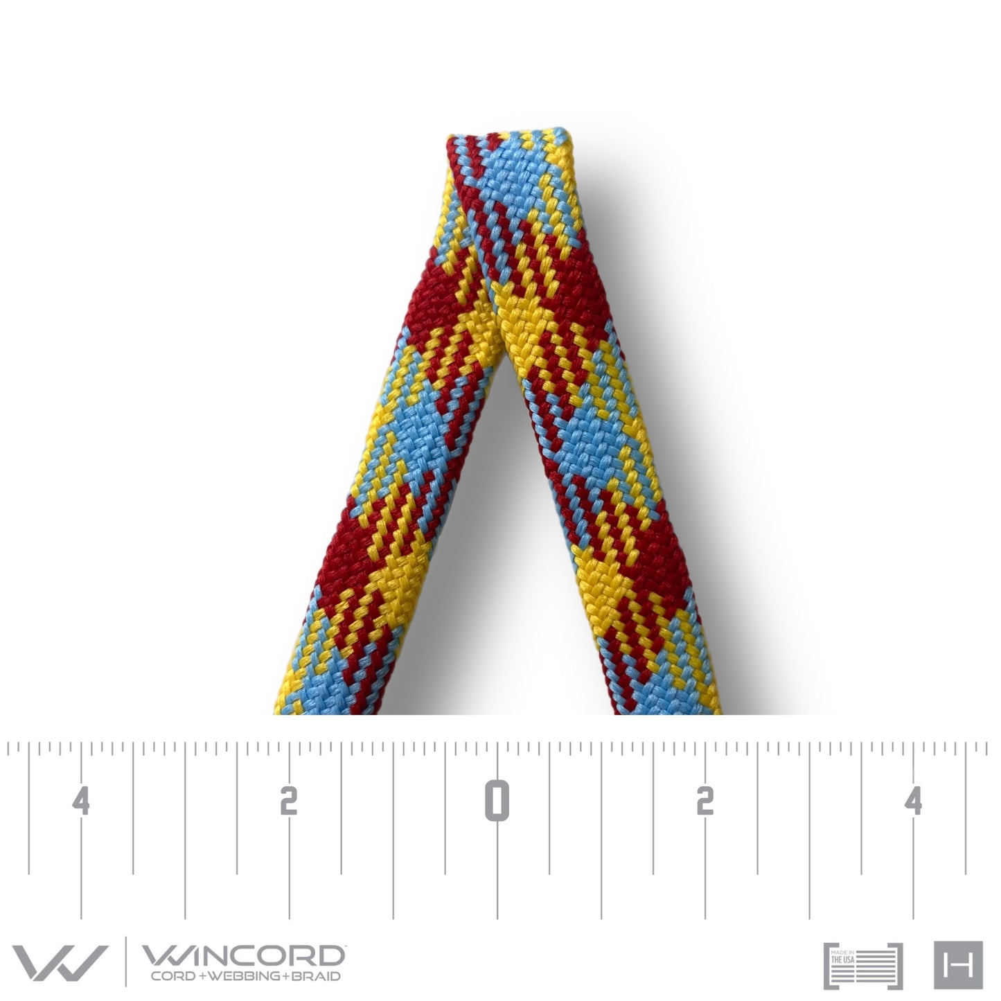 FLAT TUBULAR BRAID | #1077 | CAROLINA BLUE/RED/GOLD
