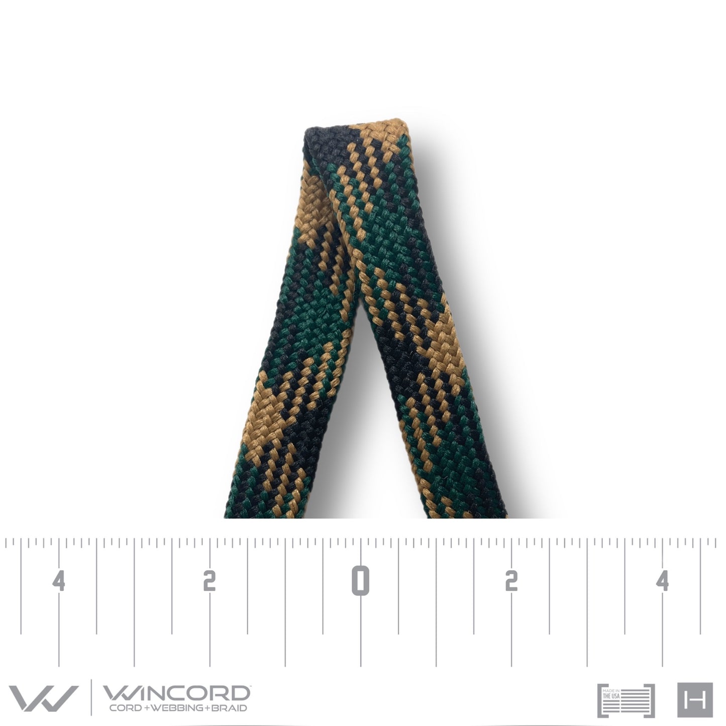 FLAT TUBULAR BRAID | #1077 | DARK TAN/ HUNTER GREEN/BLACK