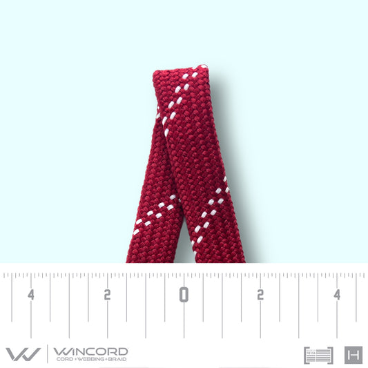 FLAT TUBULAR BRAID | #1077 | MAROON/2 WHITE