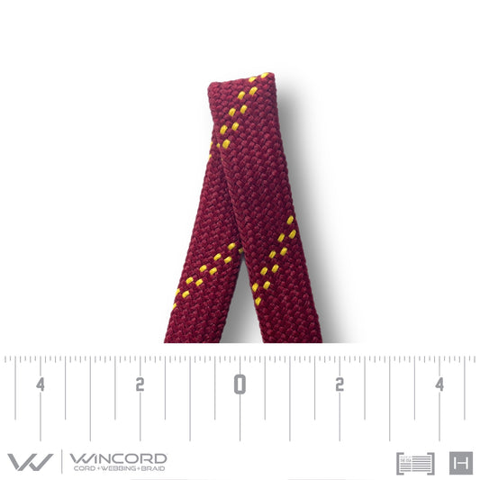 FLAT TUBULAR BRAID | #1077 | MAROON/2 GOLD