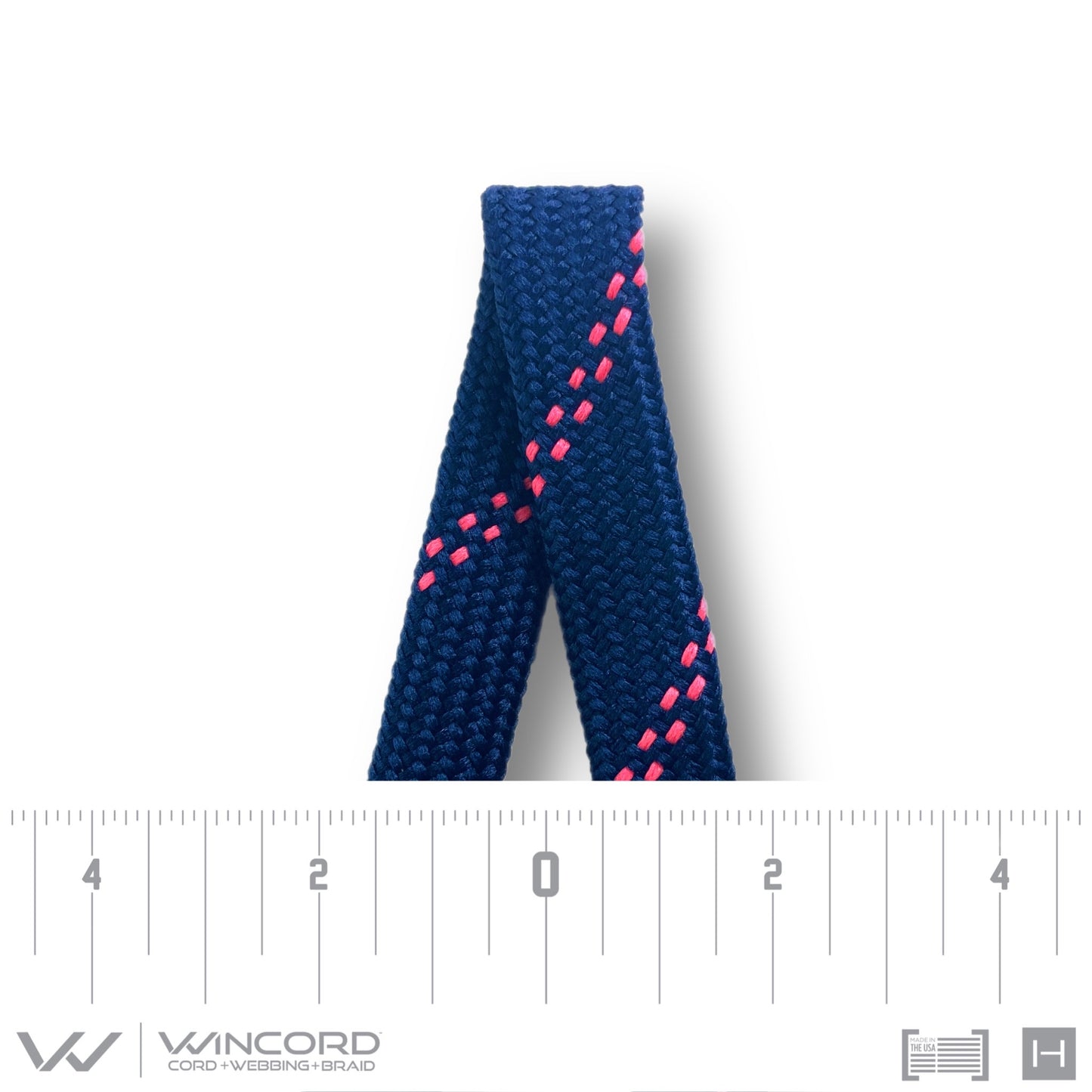 FLAT TUBULAR BRAID | #1077 | NAVY/2 NEON PINK