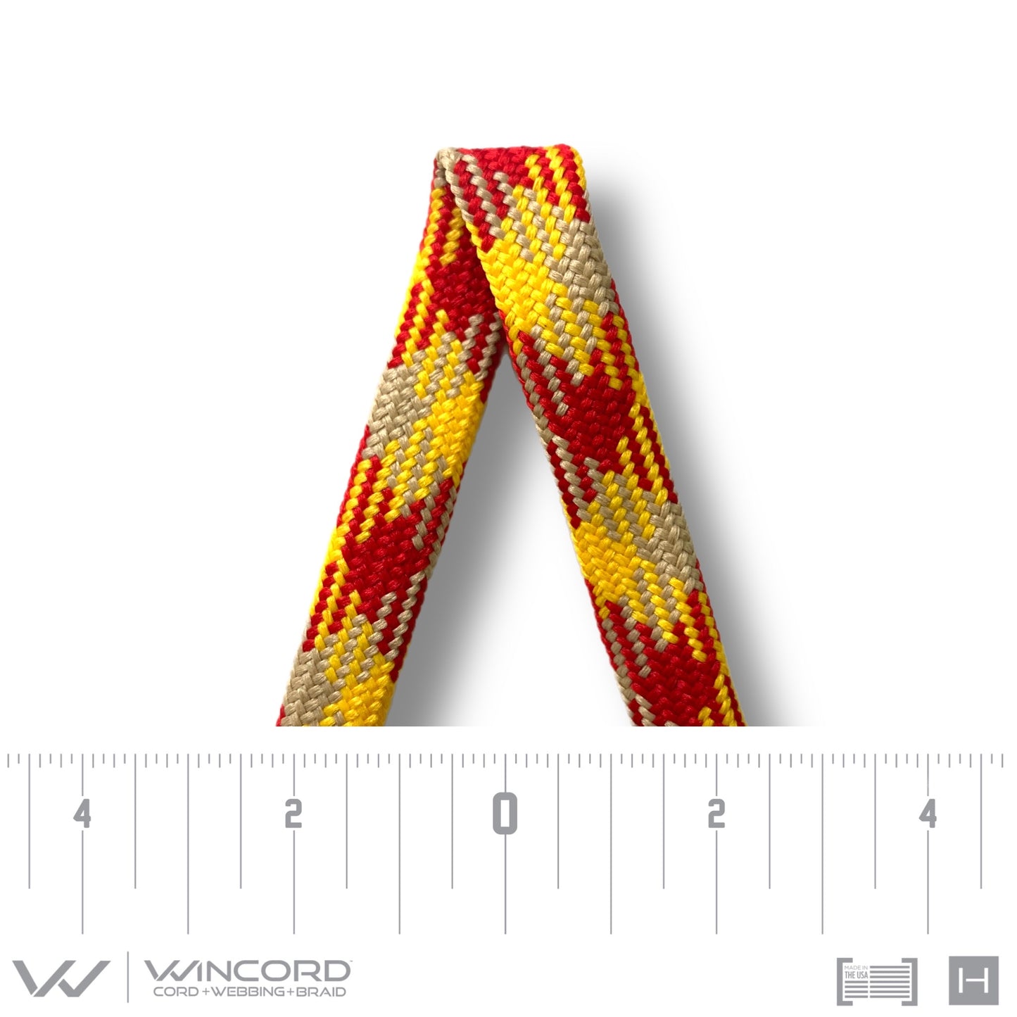 FLAT TUBULAR BRAID | #1077 | RED/GOLD/TAN