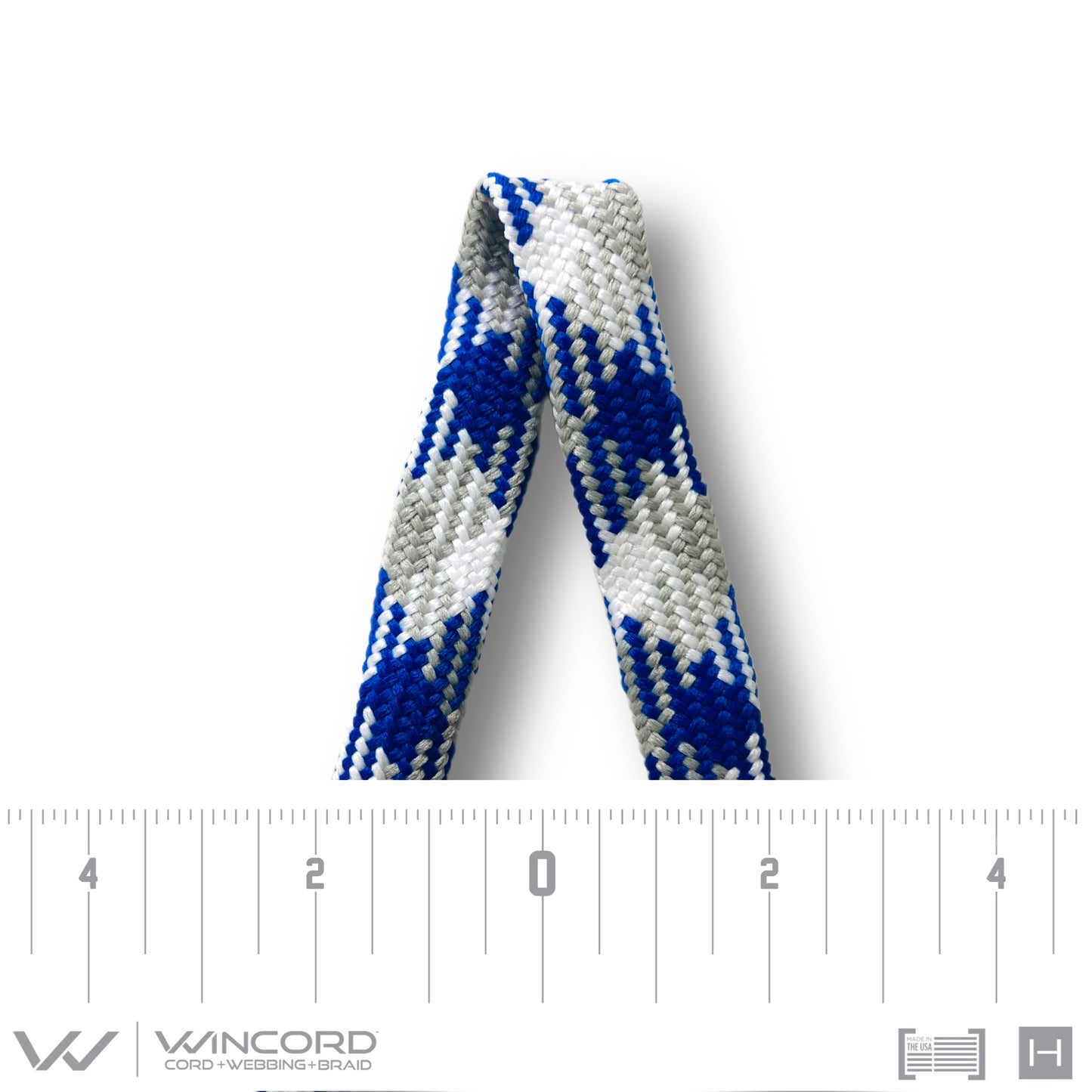 FLAT TUBULAR BRAID | #1077 | ROYAL/CLASSIC GREY/WHITE