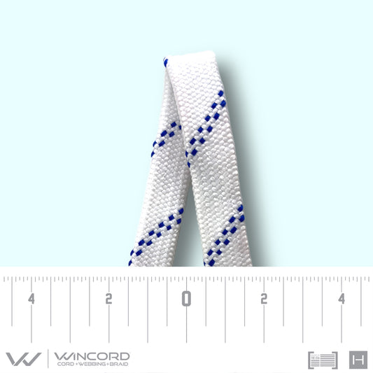 FLAT TUBULAR BRAID | #1077 | WHITE/2 ROYAL BLUE