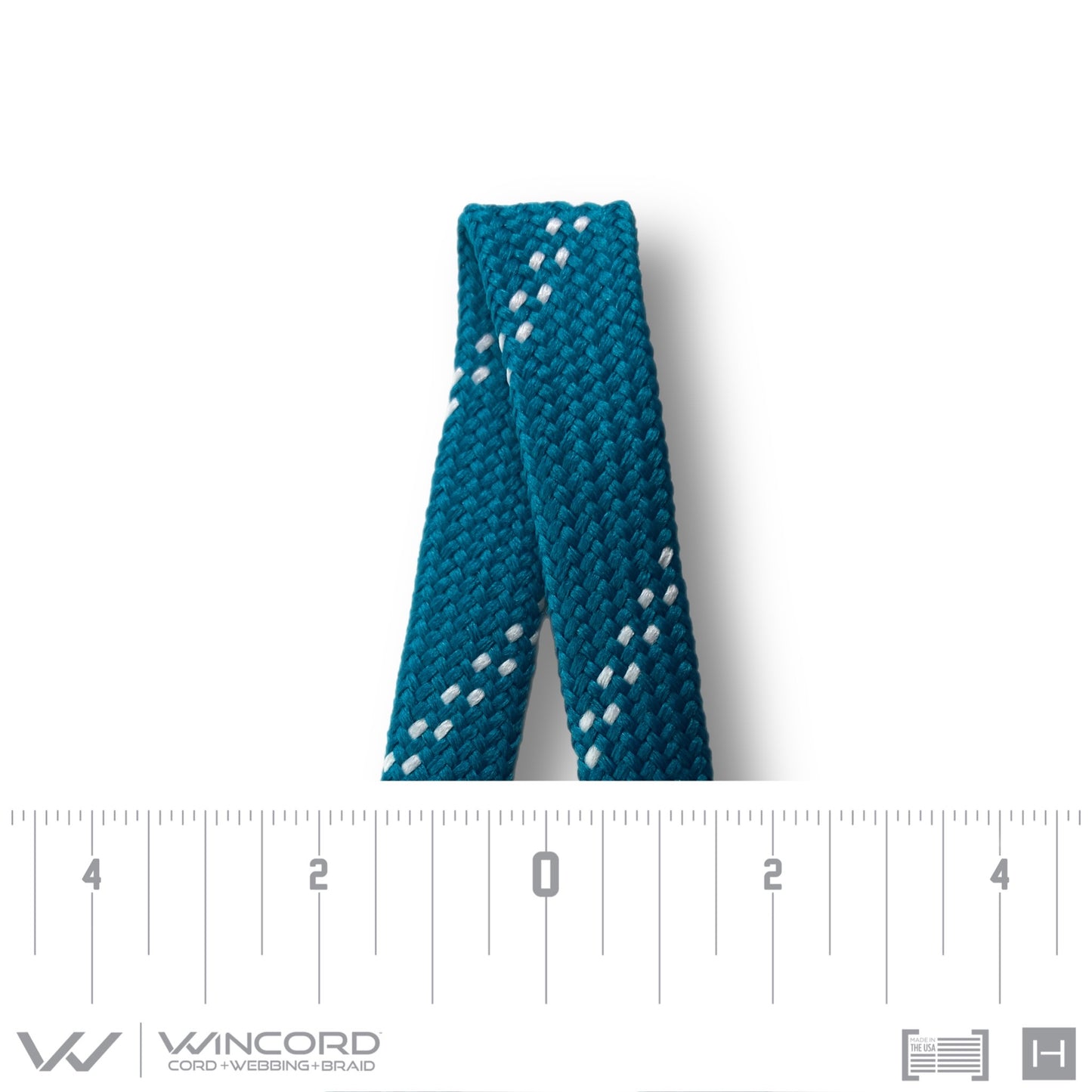FLAT TUBULAR BRAID | #1077 | HL TEAL/ 2 WHITE