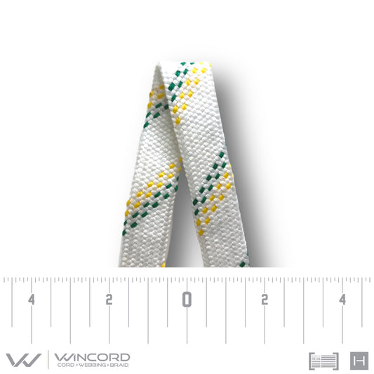 FLAT TUBULAR BRAID | #1077 | WHITE/2 KELLY GREEN/2 CANARY YELLOW