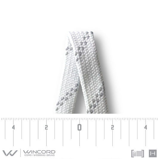 FLAT TUBULAR BRAID | #1077 | WHITE/2 SILVER