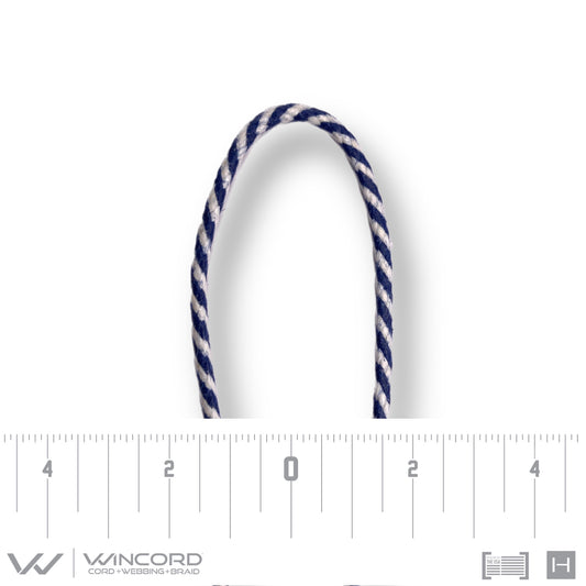 GLAZED SMALL ROUND BRAID | #6001 | NAVY/WHITE