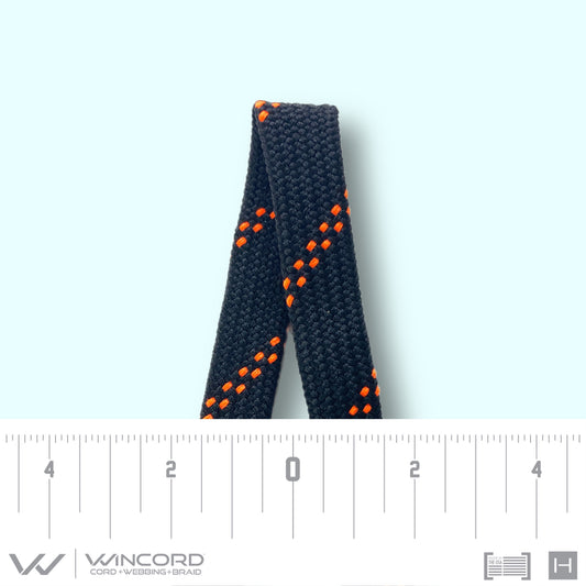 FLAT TUBULAR BRAID | #1077 | BLACK/2 NEON ORANGE