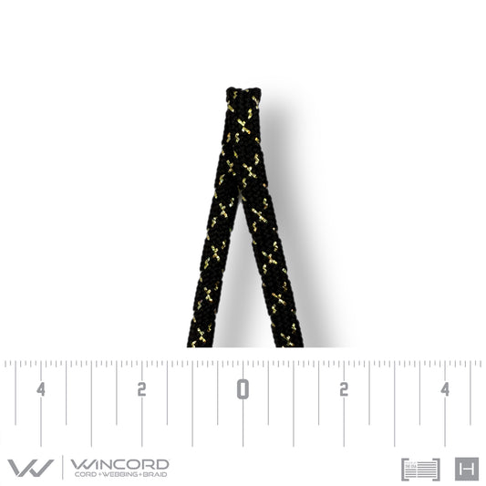 FLAT TUBULAR BRAID | #1071 | BLACK METALLIC GOLD SPARKLE