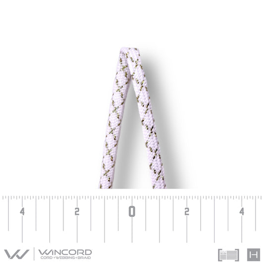 FLAT TUBULAR BRAID | #1071 | WHITE METALLIC GOLD SPARKLE