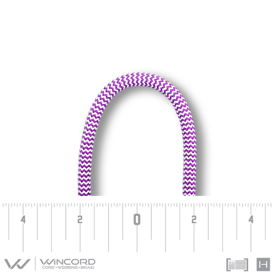 ROUND HERRINGBONE BRAID | #246 | ELECTRIC FUCHSIA/WHITE