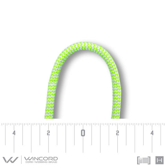 ROUND HERRINGBONE BRAID | #246 | NEON GREEN/WHITE