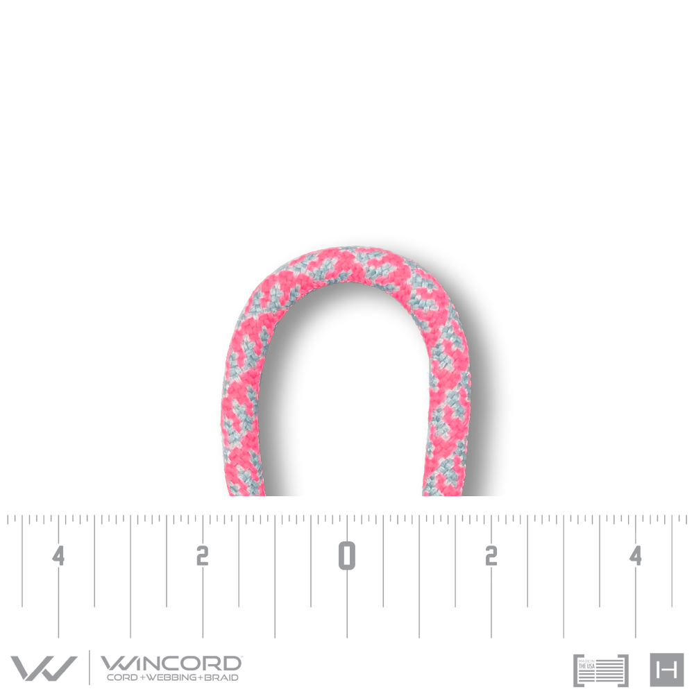 ROUND HOUNDSTOOTH BRAID | #248 | NEON PINK/SILVER