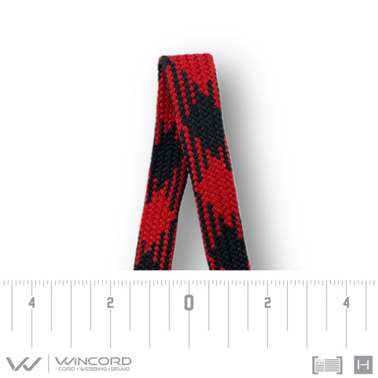 FLAT TUBULAR BRAID | #1077 | RED/BLACK