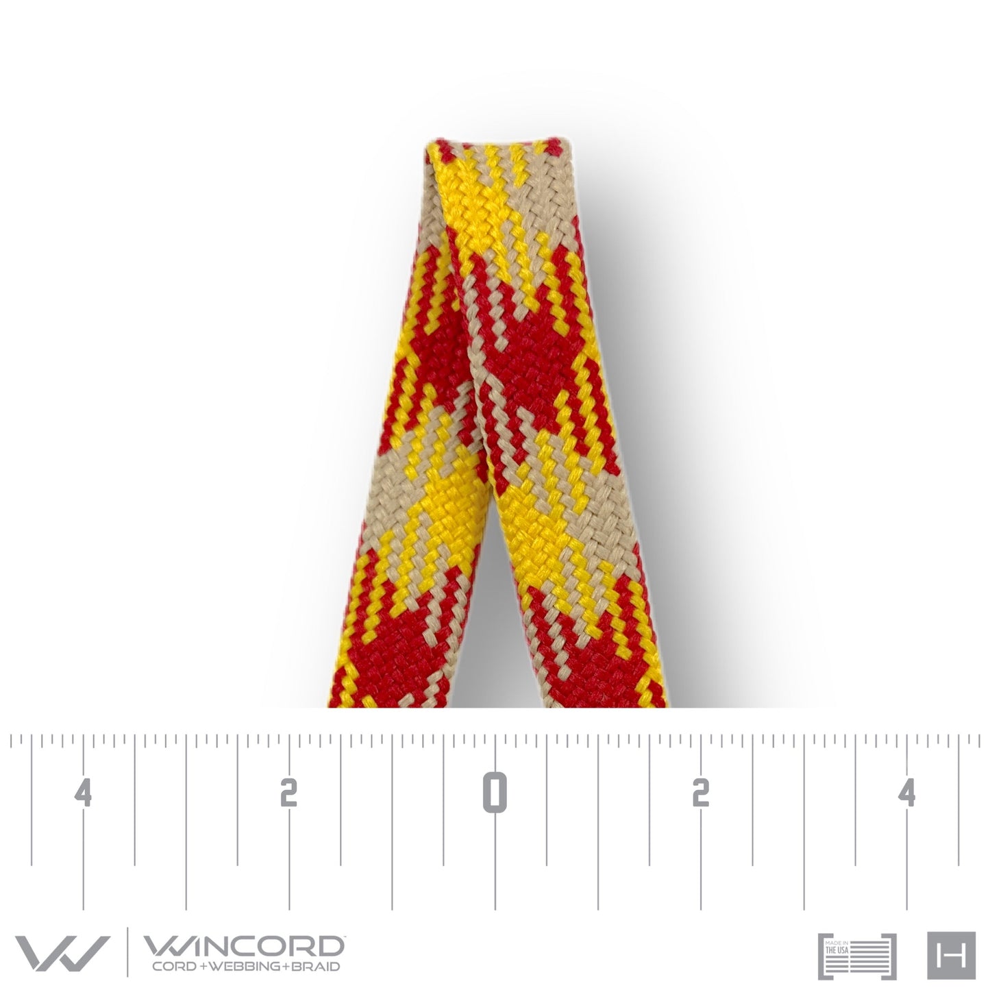 FLAT TUBULAR BRAID | #1077 | RED/GOLD/SINATRA SAND