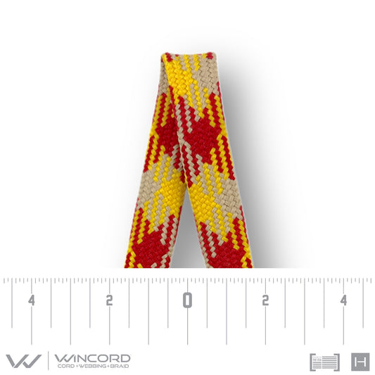 FLAT TUBULAR BRAID | #1077 | RED/GOLD/SINATRA SAND