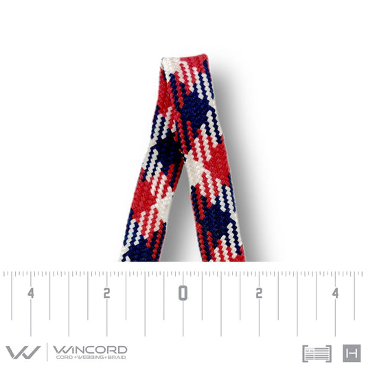 FLAT TUBULAR BRAID | #1077 | NAVY/RED/WHITE